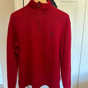 Polo 1/2 zip knit top. Red. Men’s medium. EUC/like new.